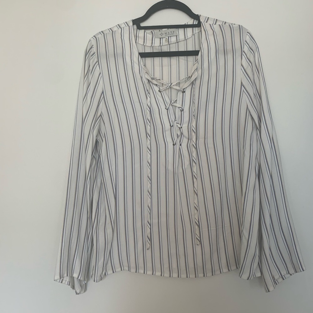 Wayf Stripe Top With Tie Front - image 1